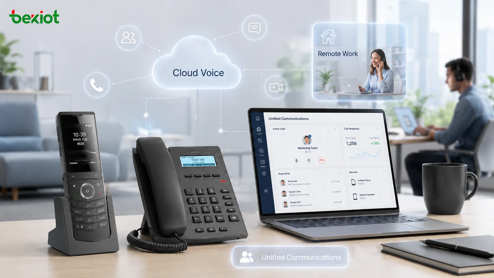 VoIP software platform using AI automation for smart call routing, live transcription, call analytics and contact center modernization