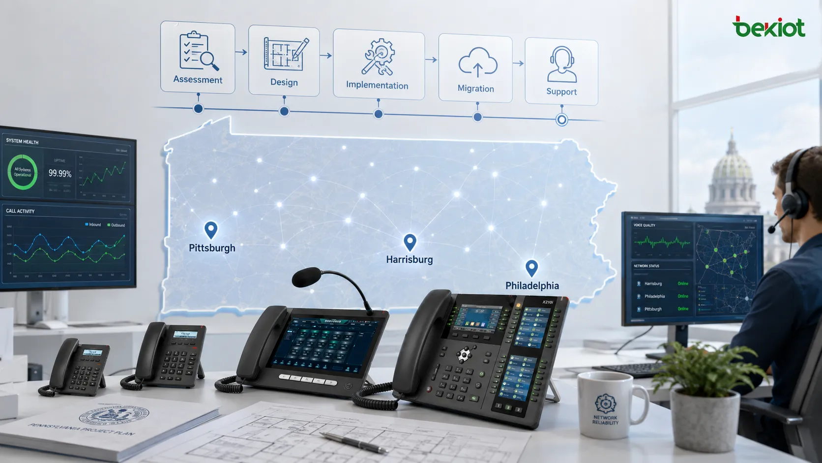 Public sector communications modernization connecting Harrisburg government offices with modern on-premises VoIP