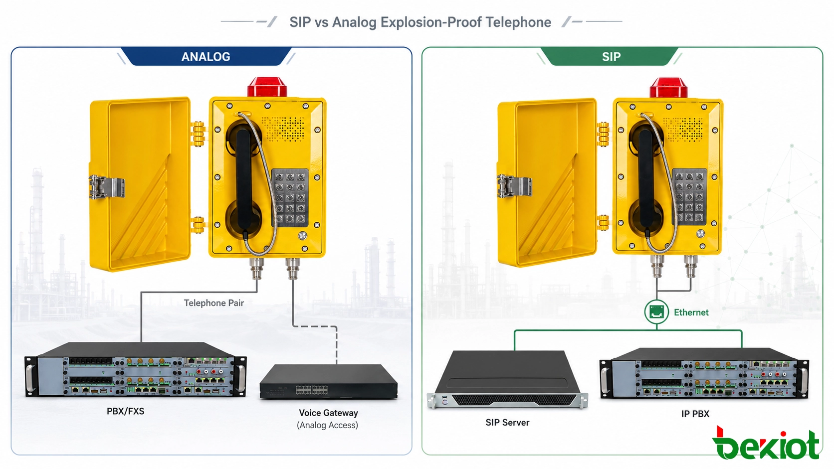 SIP and analog explosion-proof telephone comparison