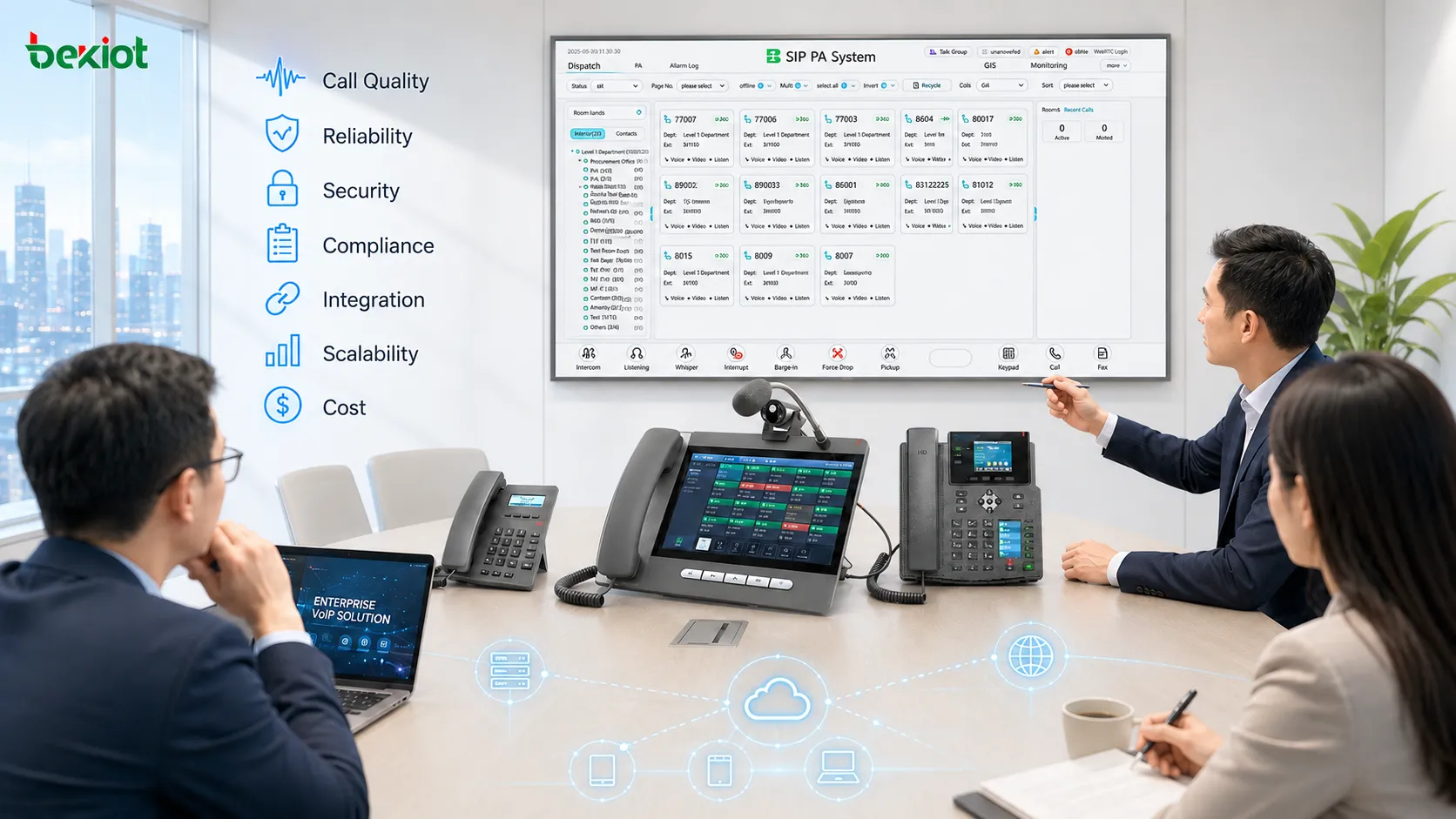 Enterprise VoIP selection factors in 2026 including call quality reliability scalability security compliance integrations and cost transparency
