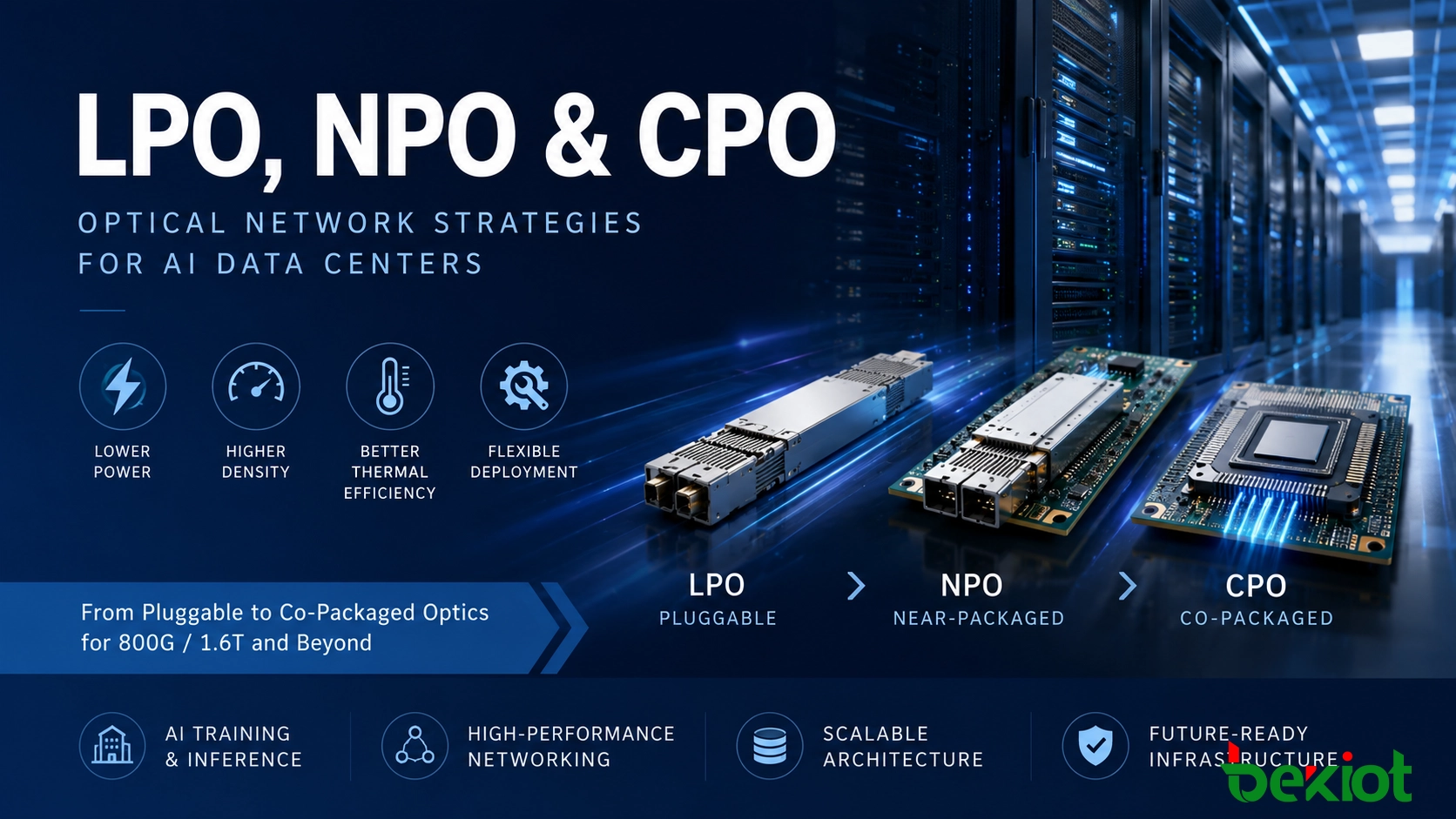 LPO, NPO and CPO: Optical Network Strategies for AI Data Centers