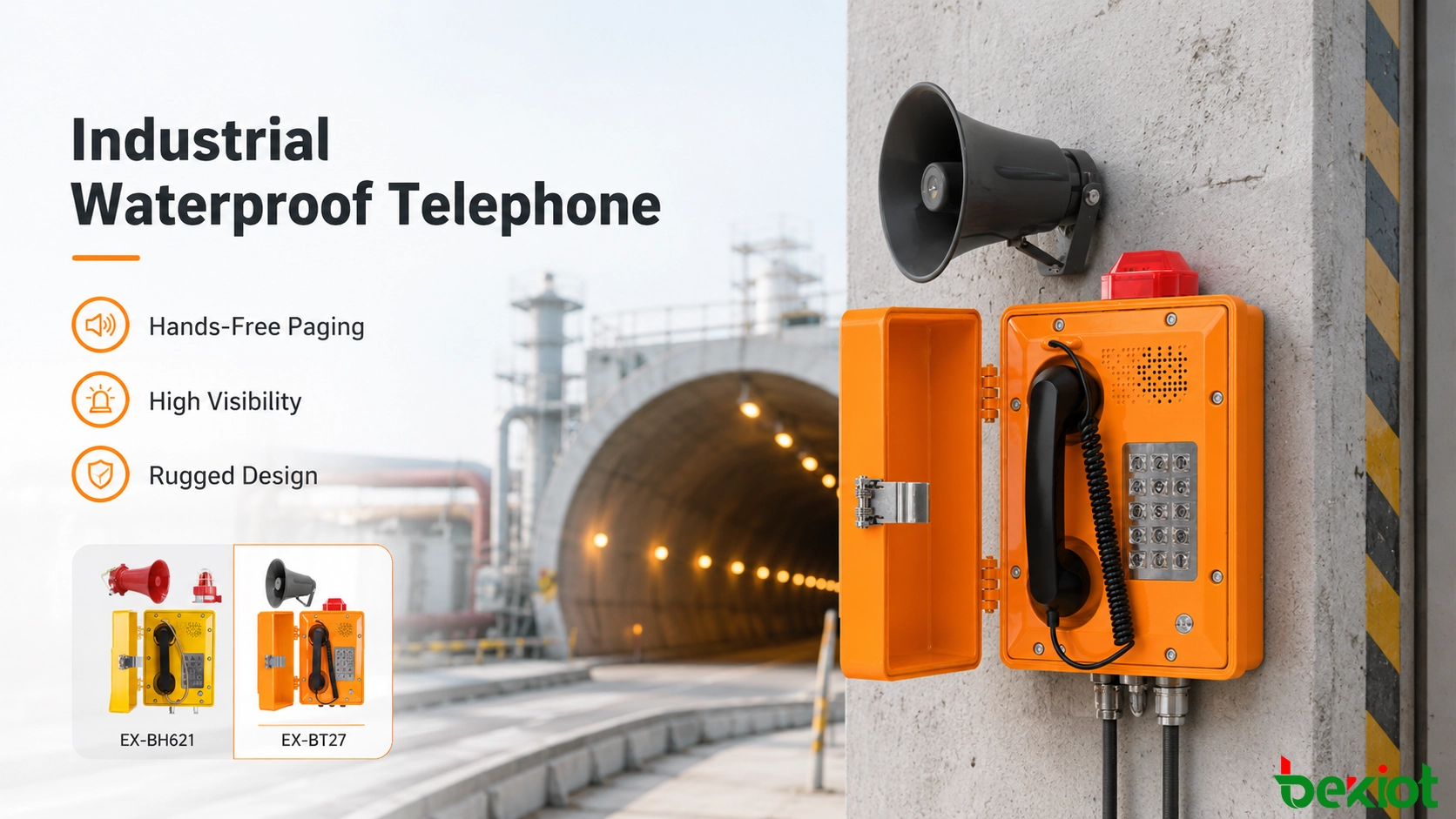 Industrial waterproof telephone used in a tunnel and outdoor industrial communication environment