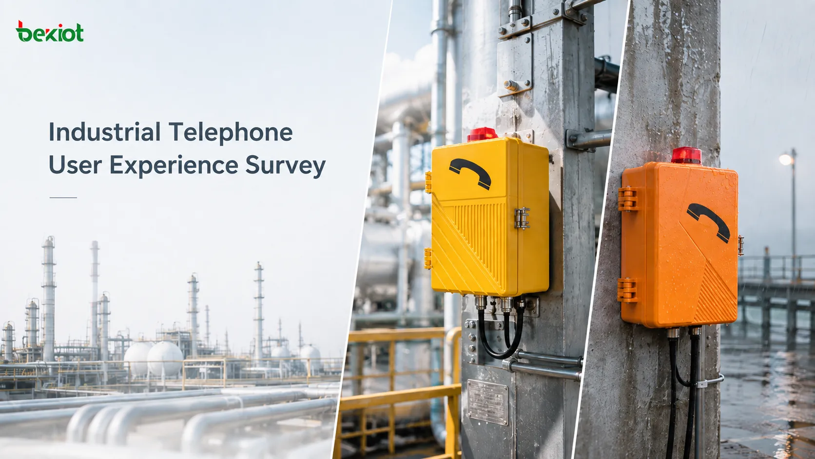 Industrial telephone user experience survey workflow including field personnel calls dispatch operator answering maintenance inspection safety management feedback and device selection improvement
