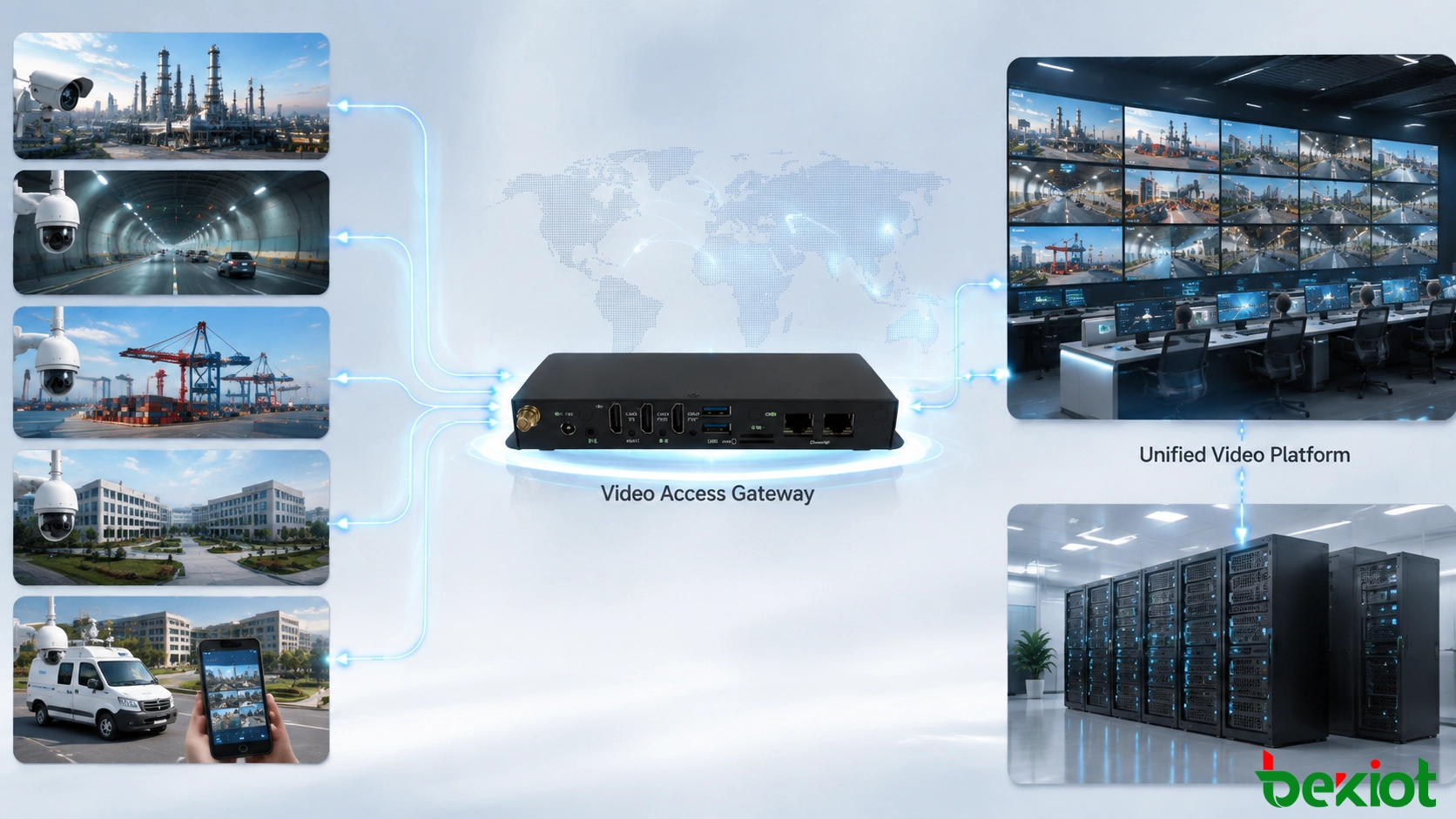 Video access gateway integrating multiple surveillance platforms and distributed camera resources