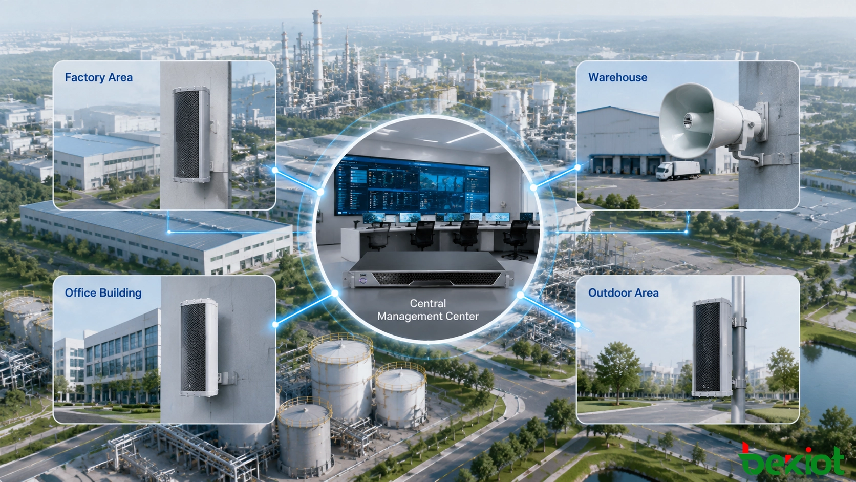 Industrial network audio solution connected with communication and emergency command systems