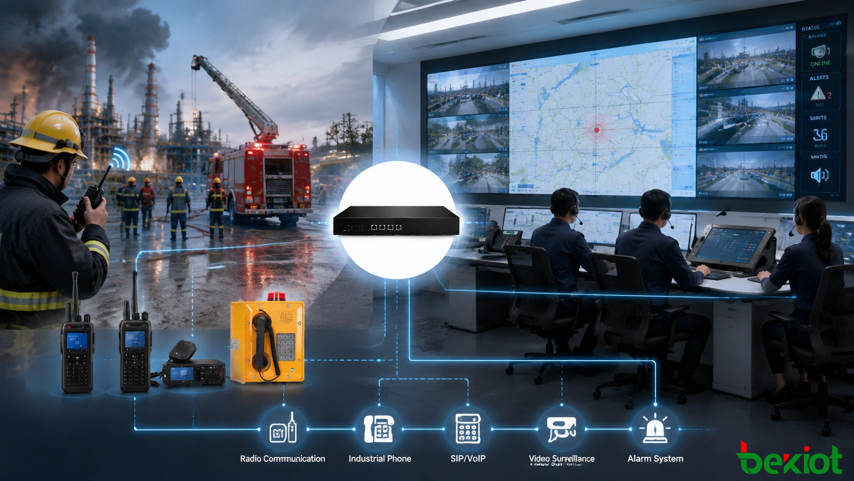 ROIP gateway connecting industrial radio systems dispatch platforms and IP communication networks