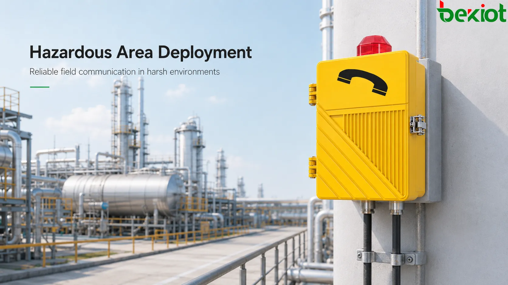 Explosion-proof paging telephone installed in a hazardous petrochemical industrial communication environment