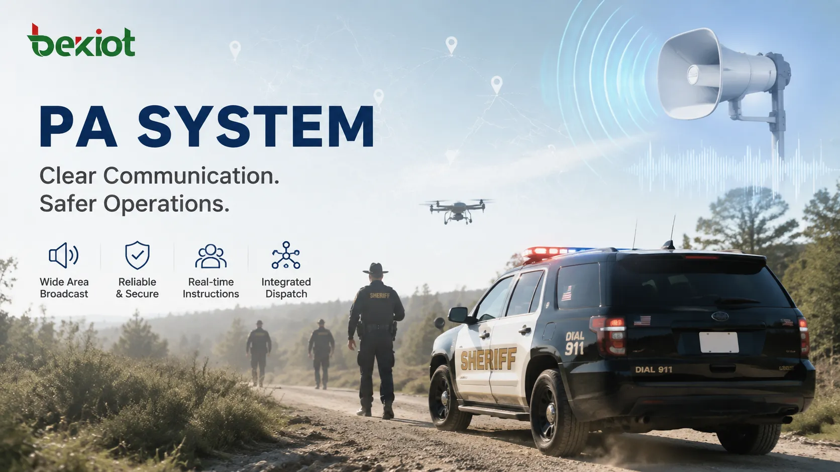 The patrol car's PA system "simulated police dogs" used to persuade and bring in the wanted criminal