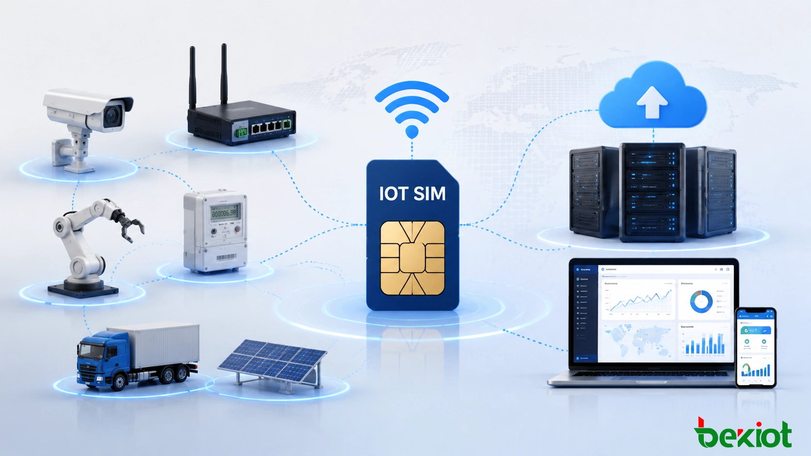 IoT SIM card connecting industrial devices and remote terminals through cellular networks