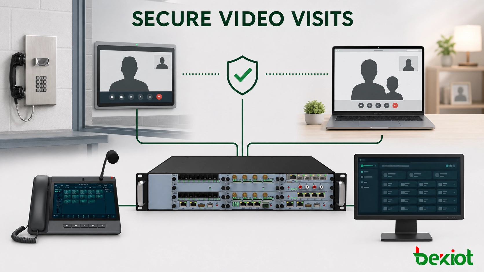 Secure video visitation workspace connecting an approved family participant with an inmate under authorized supervision