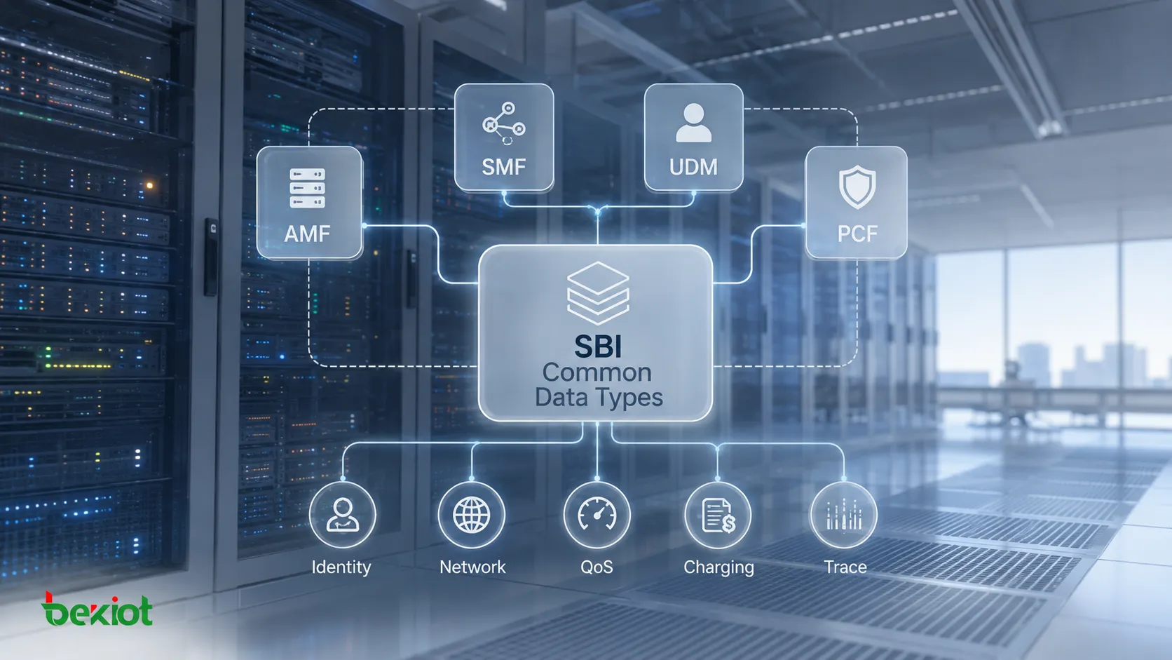 5G Core SBI common data types shared by AMF, SMF, UDM and PCF for identifiers, network information, QoS, charging and Trace parameters