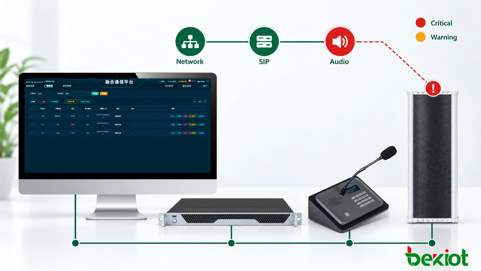 SIP speaker alarm classification and standardized fault-handling workflow