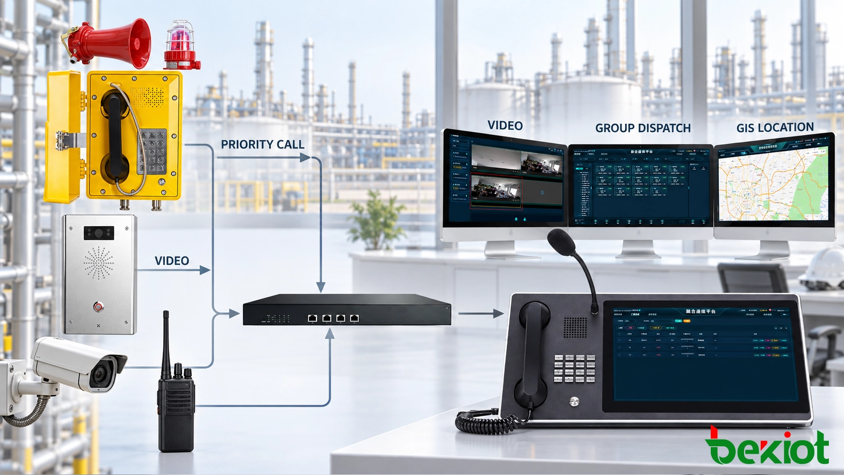Emergency dispatch console testing priority calls alarm linkage GIS and video verification
