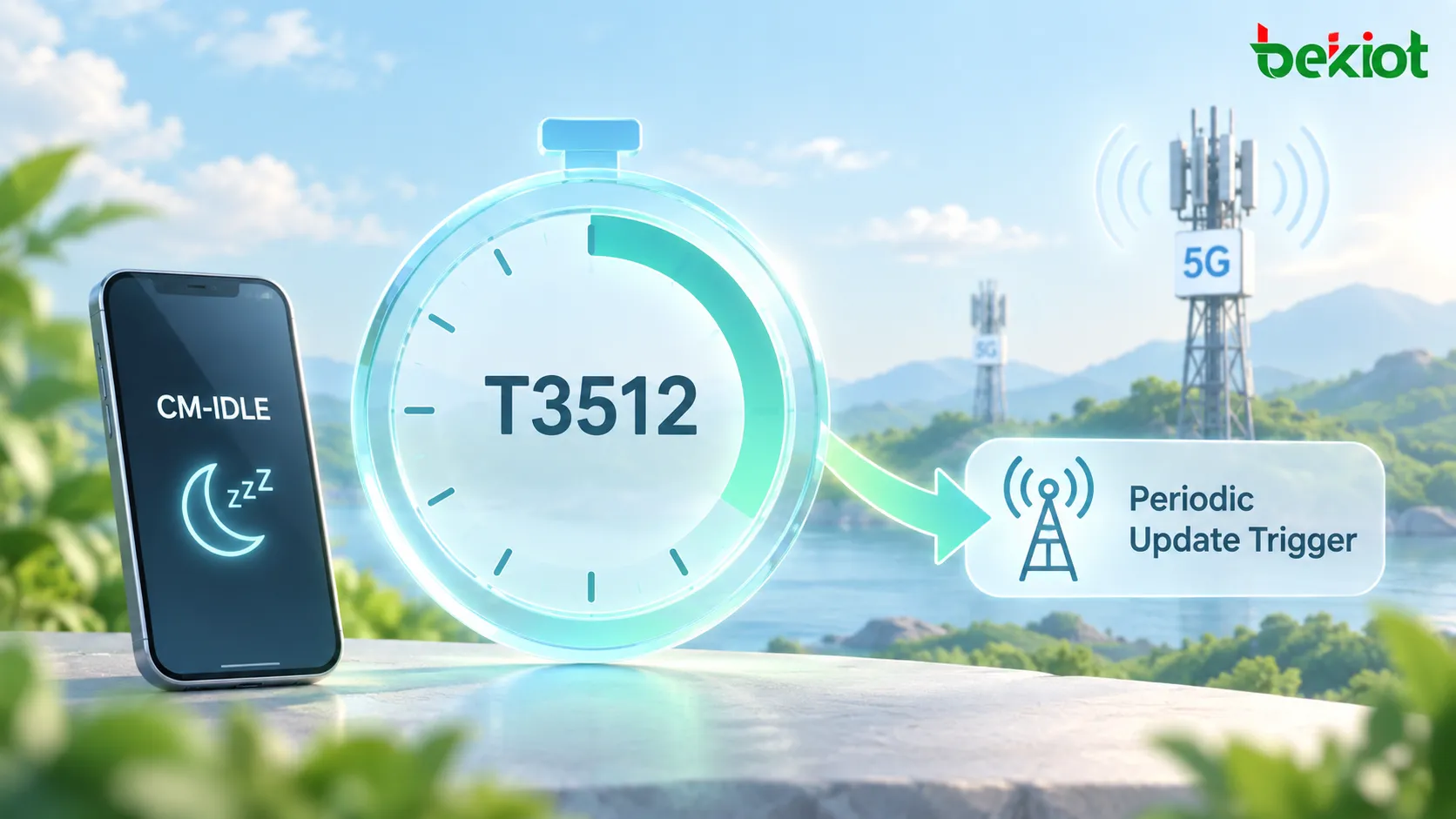 In 5GC Periodic Registration Update, the UE enters CM-IDLE after registration, T3512 runs, and when the timer expires the UE re-establishes signaling and initiates a Periodic Registration Update