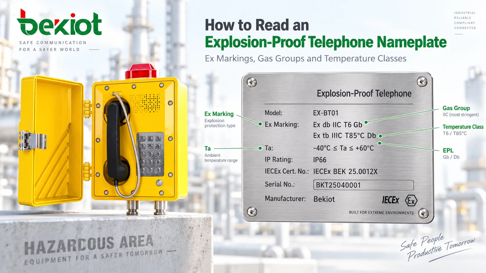How to Read an Explosion-Proof Telephone Nameplate: Ex Markings, Gas Groups and Temperature Classes