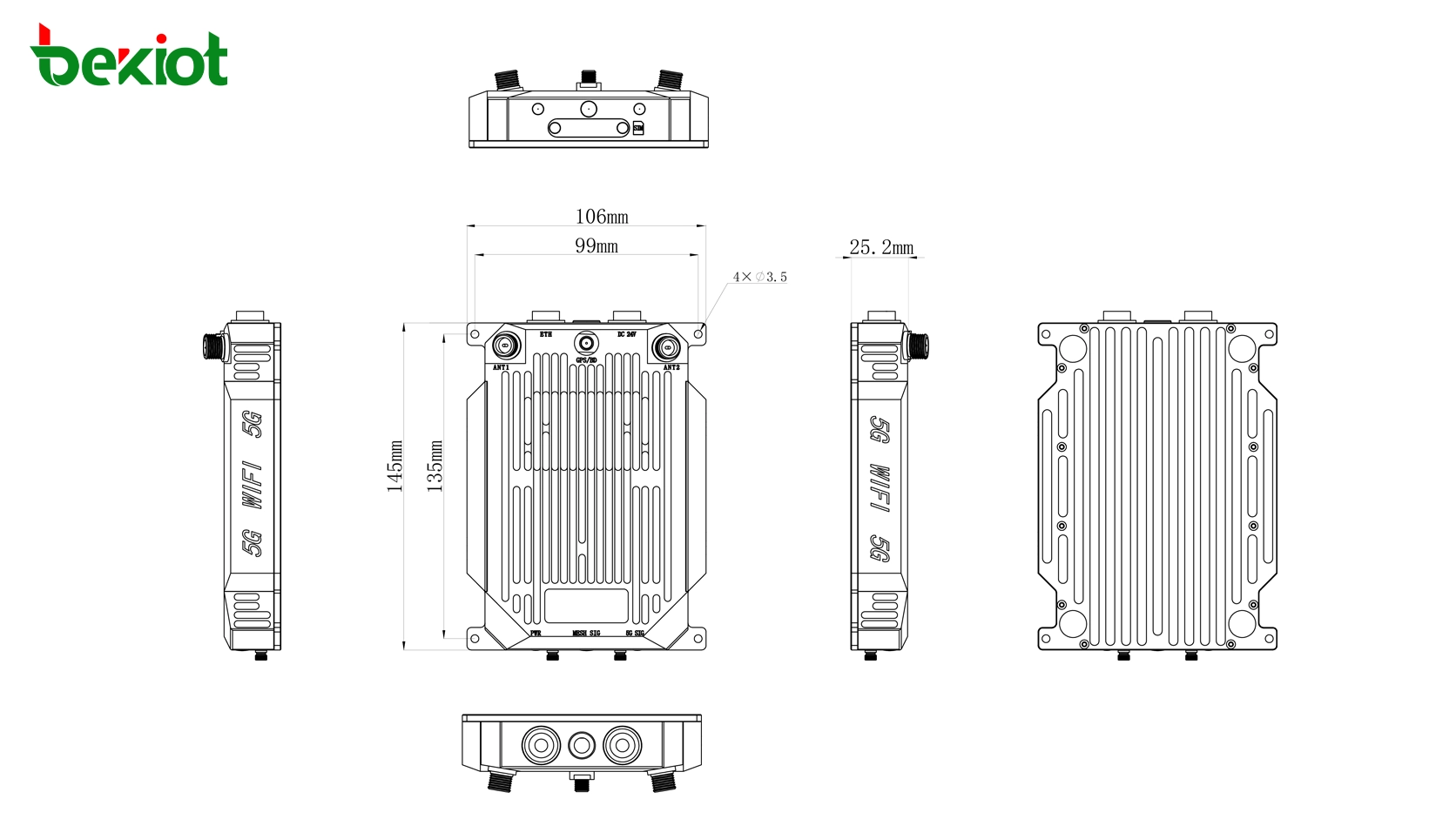 MAB82 SDR MANET airborne module dimensions 145 × 106 × 33 mm