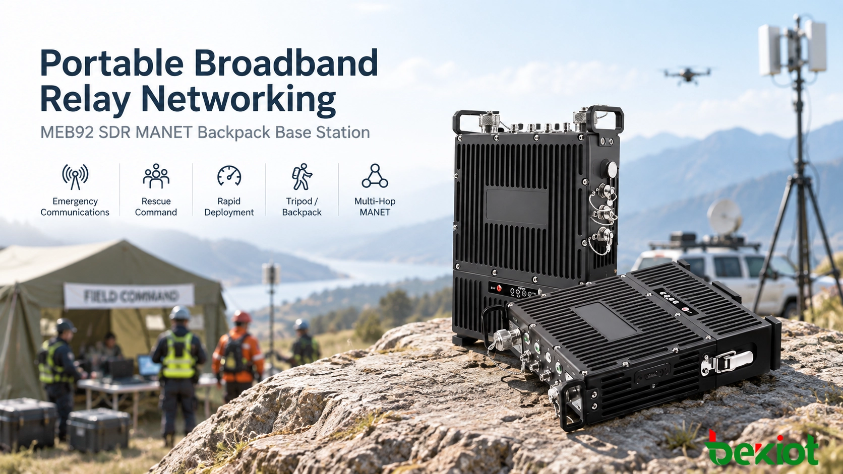 MEB92 SDR MANET backpack base station product view