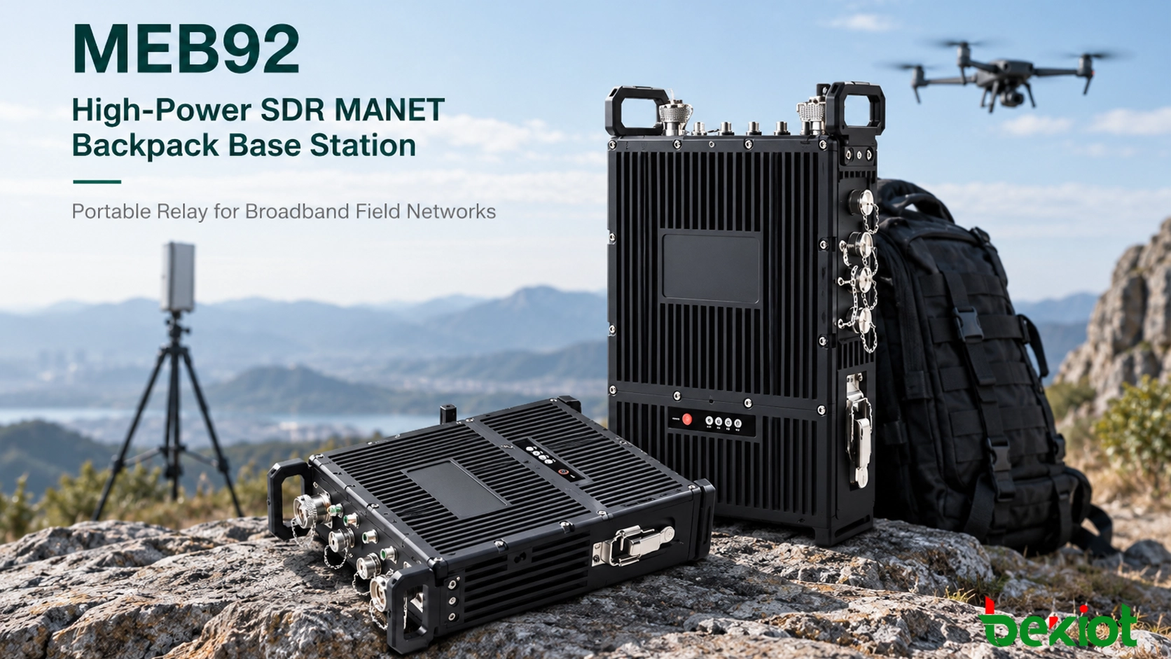 MEB92 high-power SDR MANET backpack base station product view