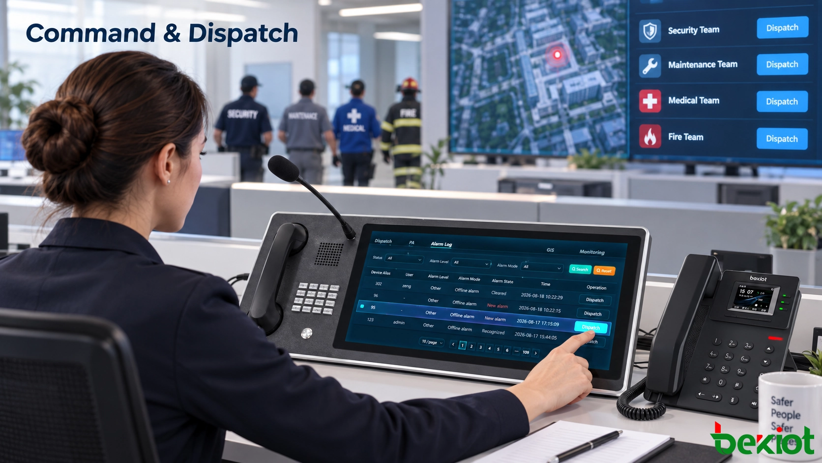 Emergency dispatch position coordinating response resources from a control room